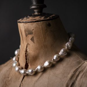 Giant Baroque Pearl Necklace, gold vermeil
