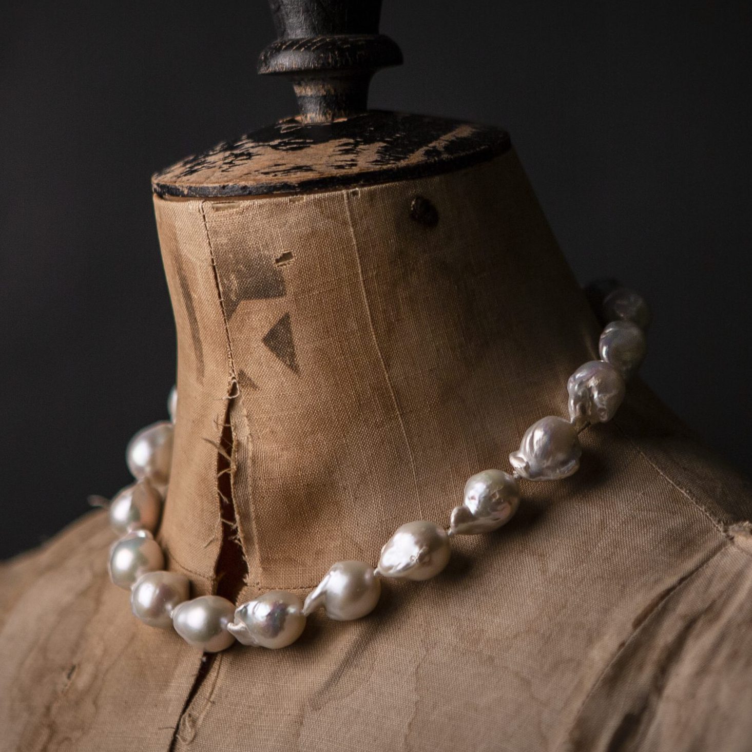 Giant Baroque Pearl Necklace, gold vermeil