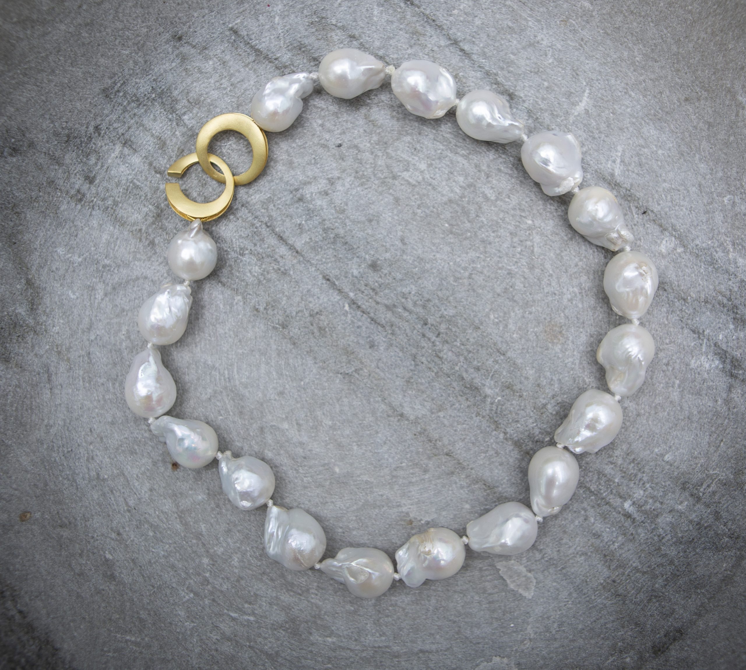 Giant Baroque Pearl Necklace, gold vermeil - Image 3