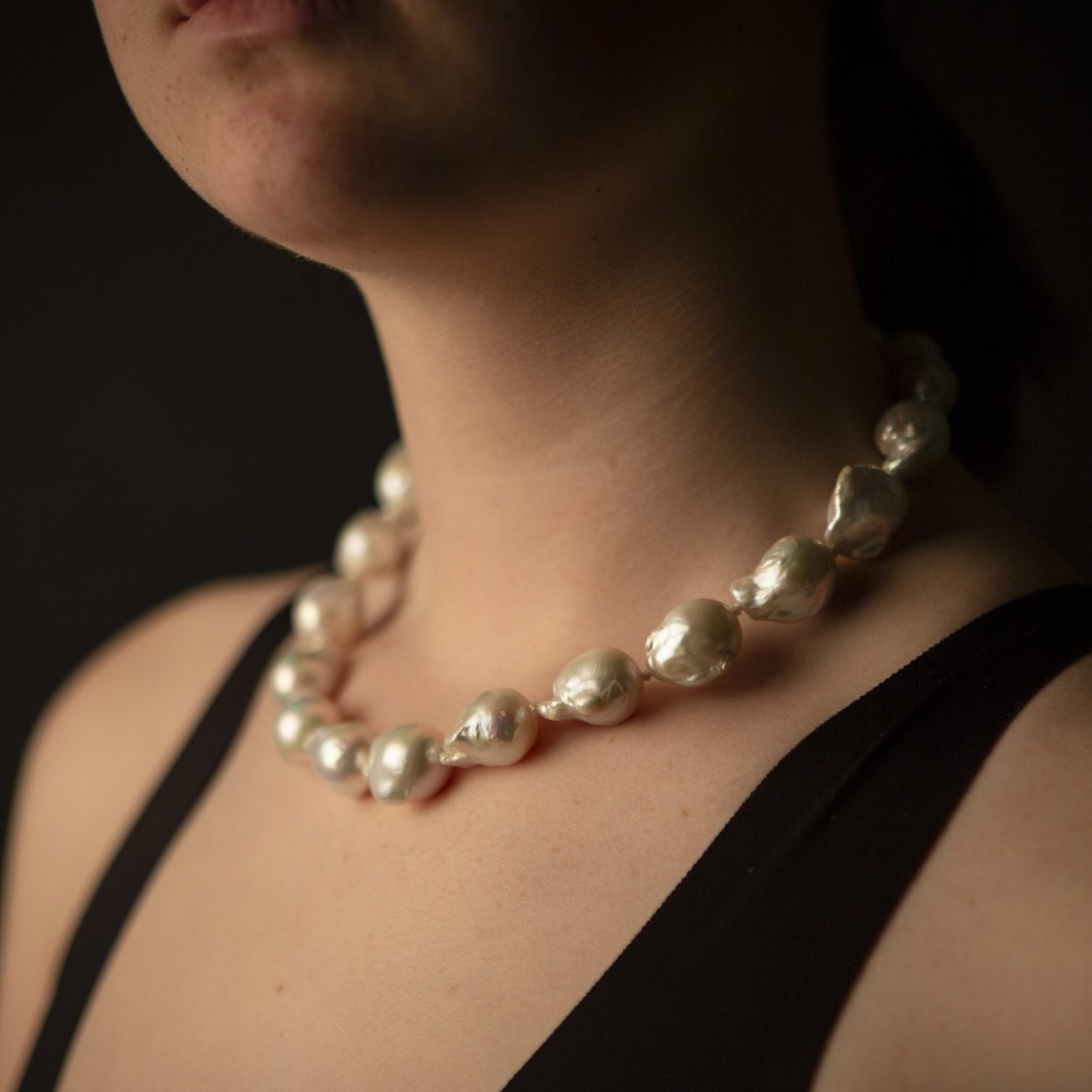 Giant Baroque Pearl Necklace, gold vermeil - Image 2