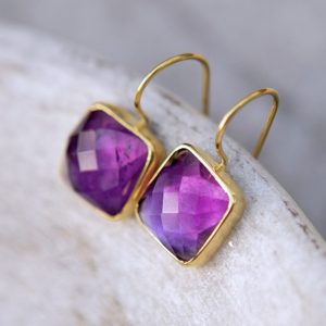 Amethyst and Gold Vermeil Drop Earrings
