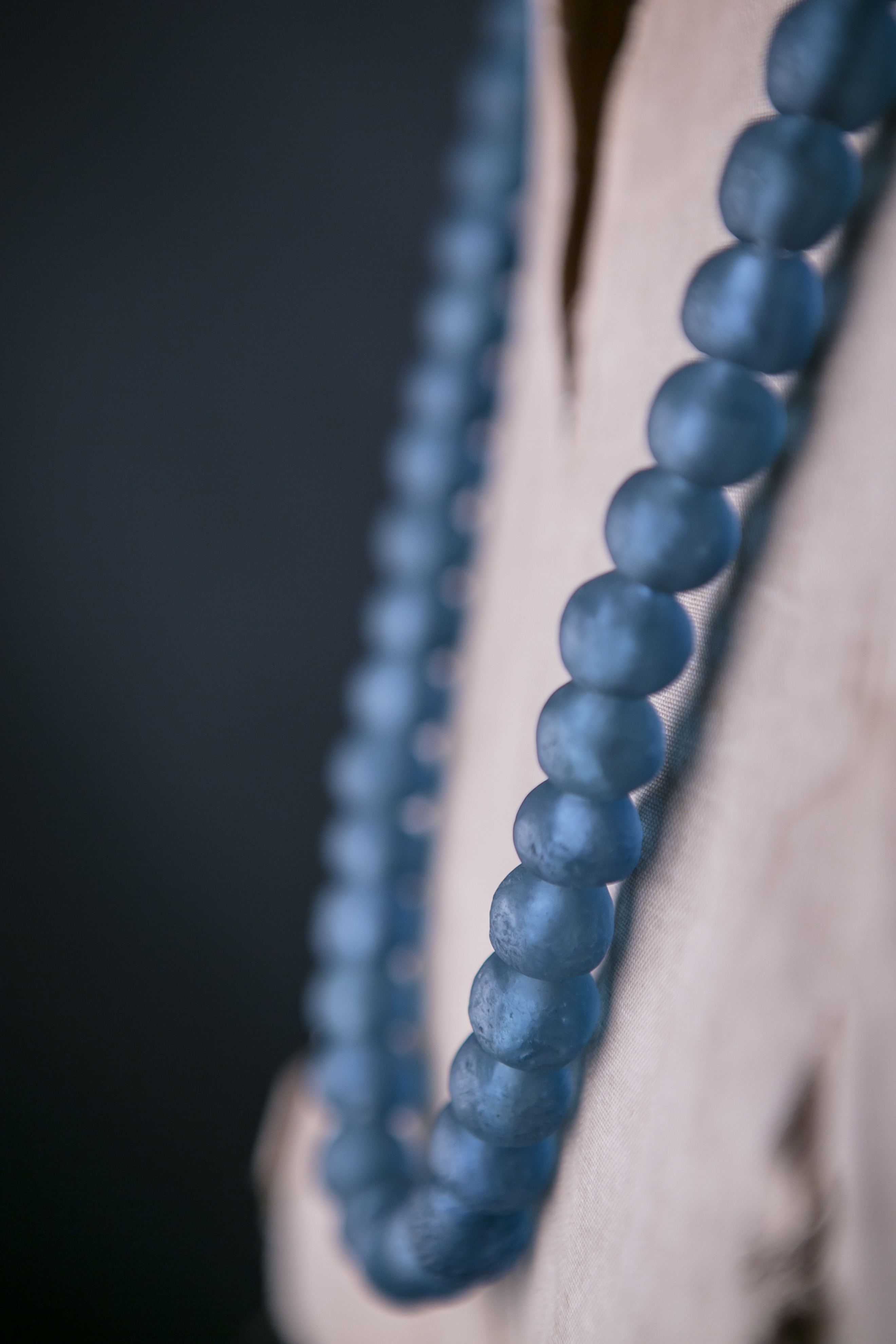 Recycled Glass Bead Necklace - Teal - Image 3