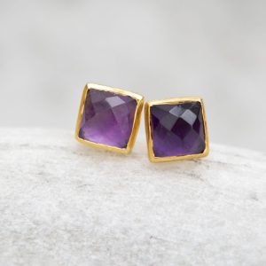Amethyst and Gold Vermeil Stud Earrings