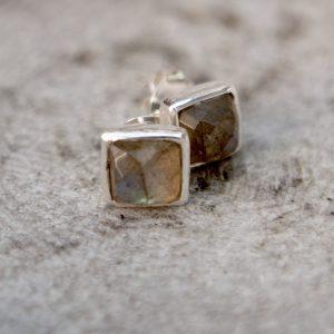 Labradorite and Silver Stud Earrings