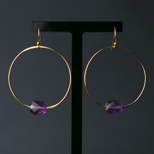 Amethyst and Gold Vermeil Hoop Earrings
