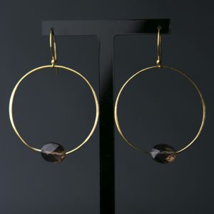 Smokey Quartz and Gold Vermeil Hoop Earrings