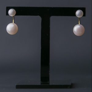 Double Pearl Earrings, gold vermeil