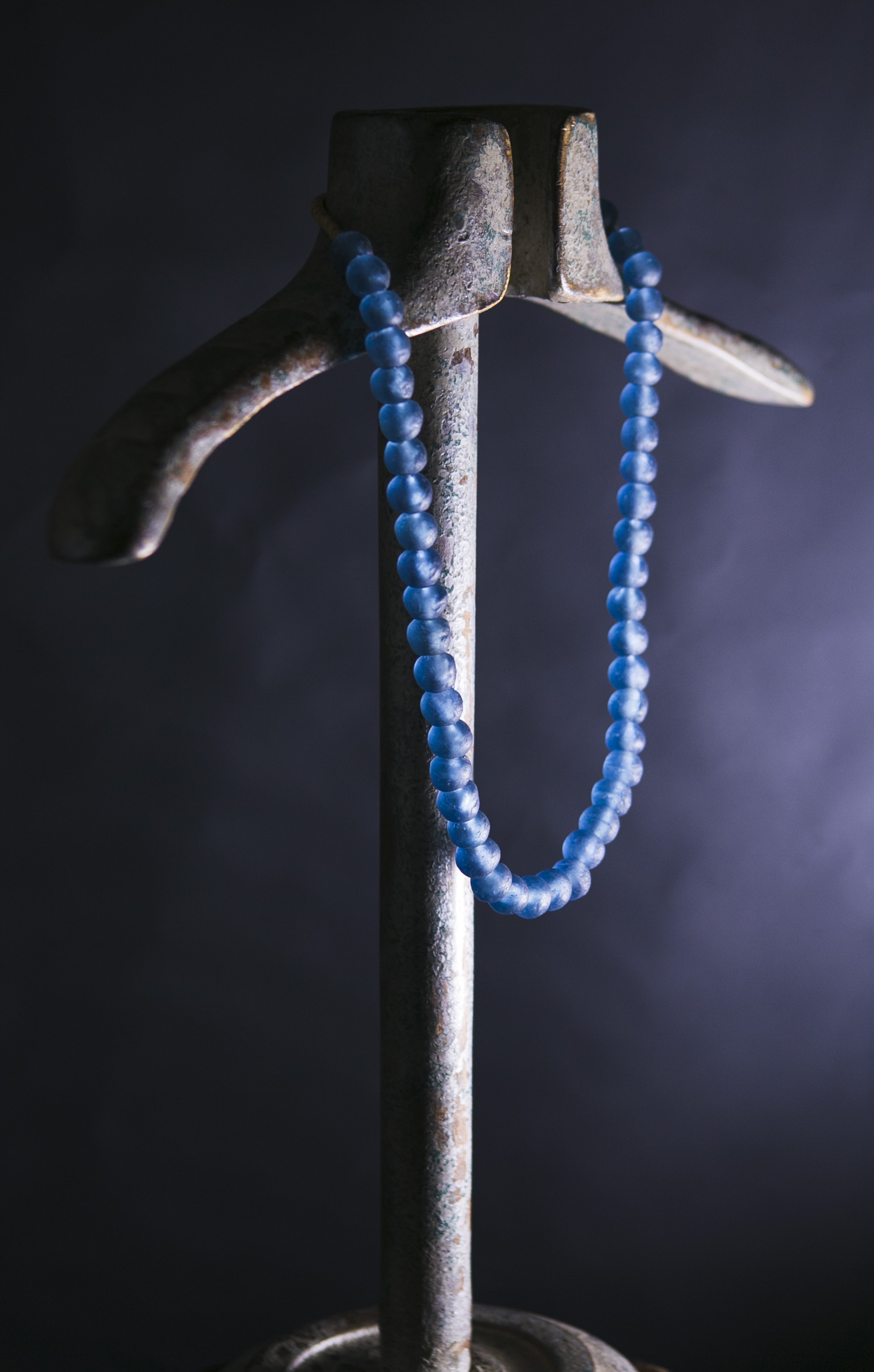 Recycled Glass Bead Necklace - Teal - Image 2