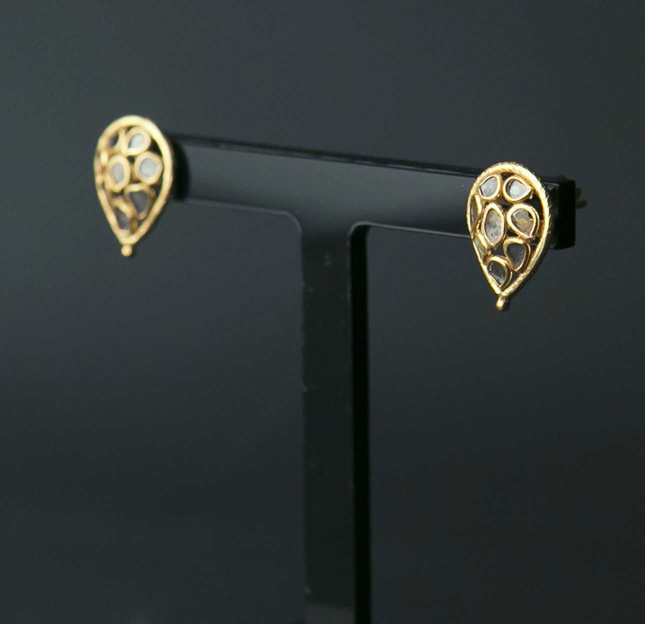 Diamond Slice Vermeil Teardrop Stud Earrings