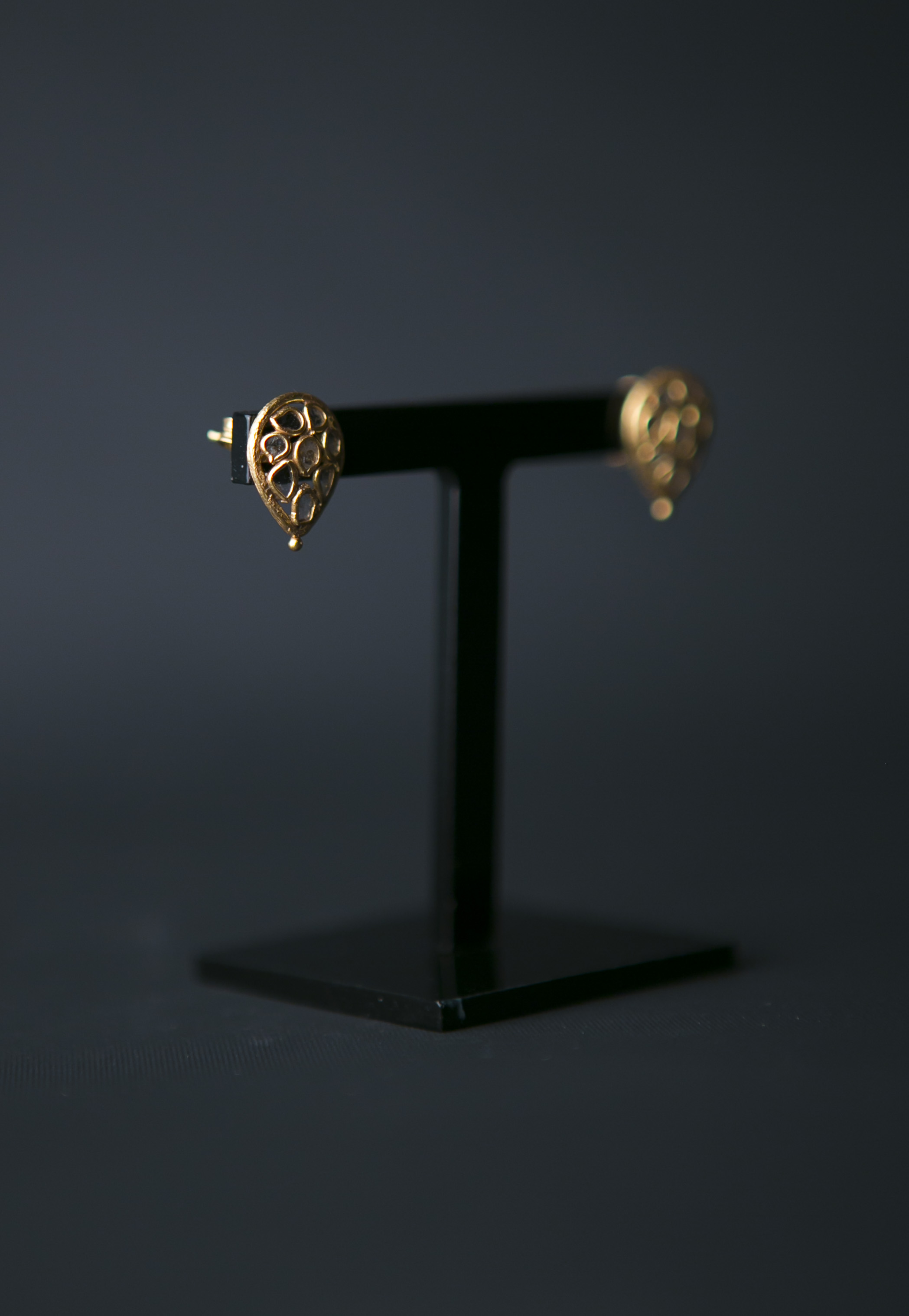 Diamond Slice Vermeil Teardrop Stud Earrings - Image 2