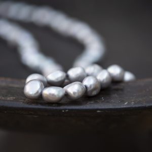 Opera Pearl Necklace, Grey