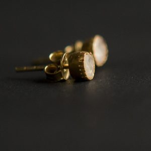 Diamond slice and Gold Vermeil Stud Earrings