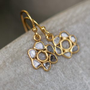 Diamond flower gold Vermeil Earrings