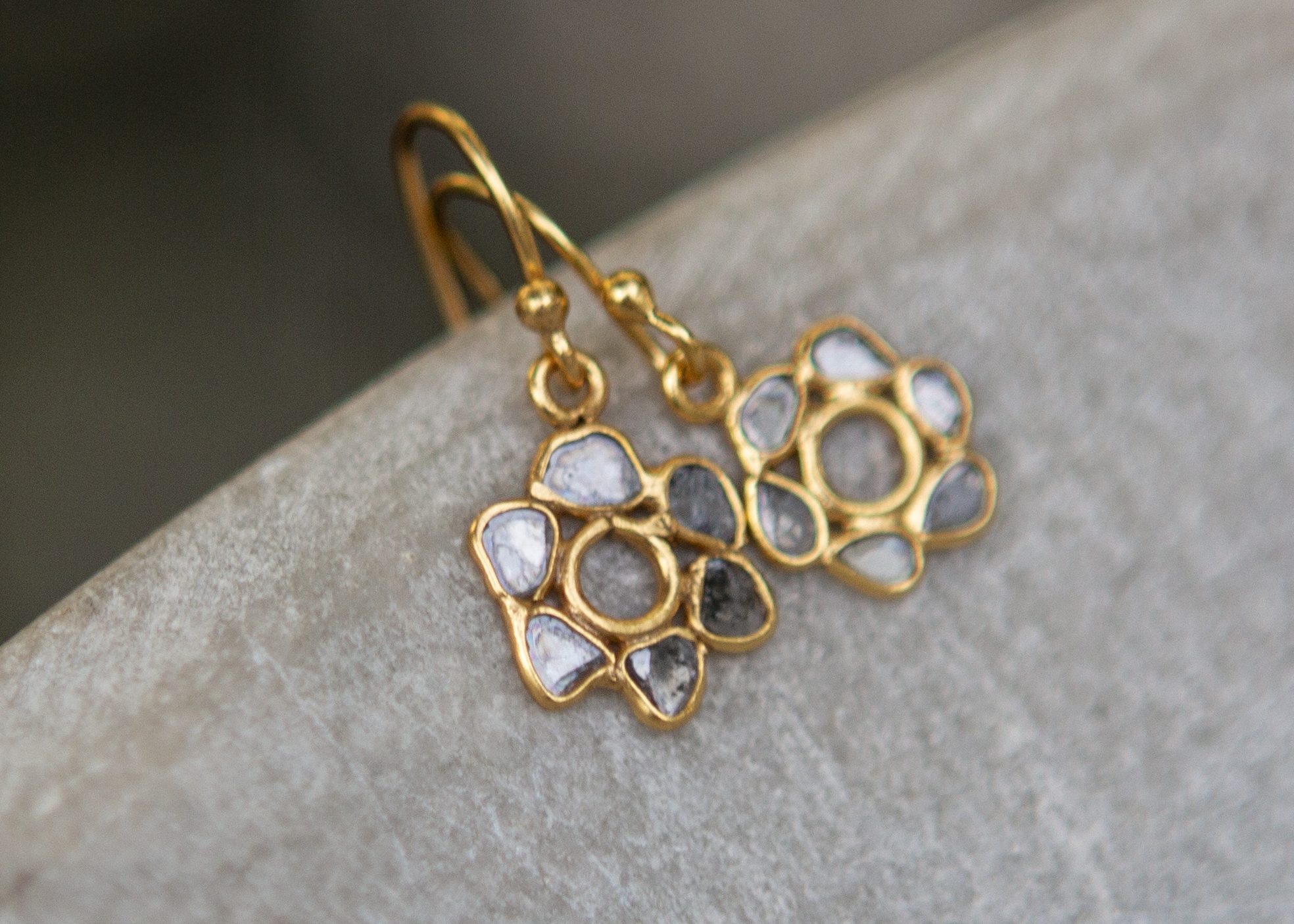 Diamond flower gold Vermeil Earrings