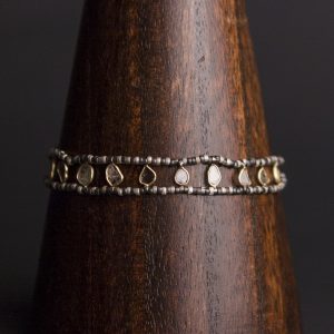Diamond Slice and oxidised silver bracelet