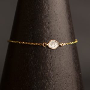 Diamond solitaire Slice gold vermeil bracelet