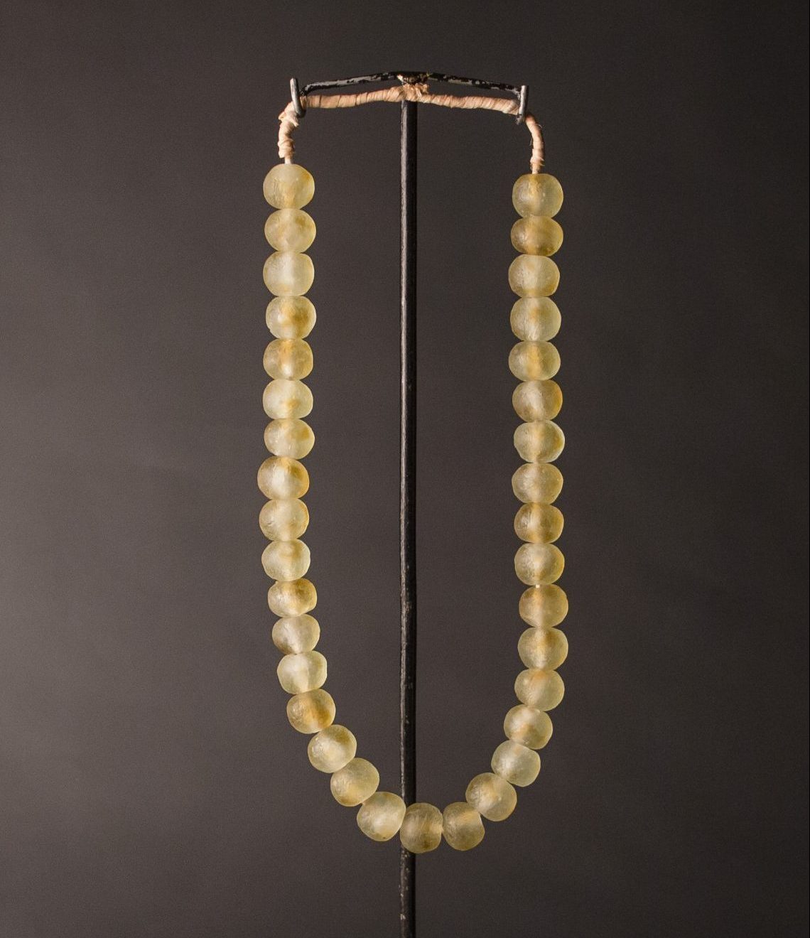 a Recycled Glass Bead Necklace large - amber swirl