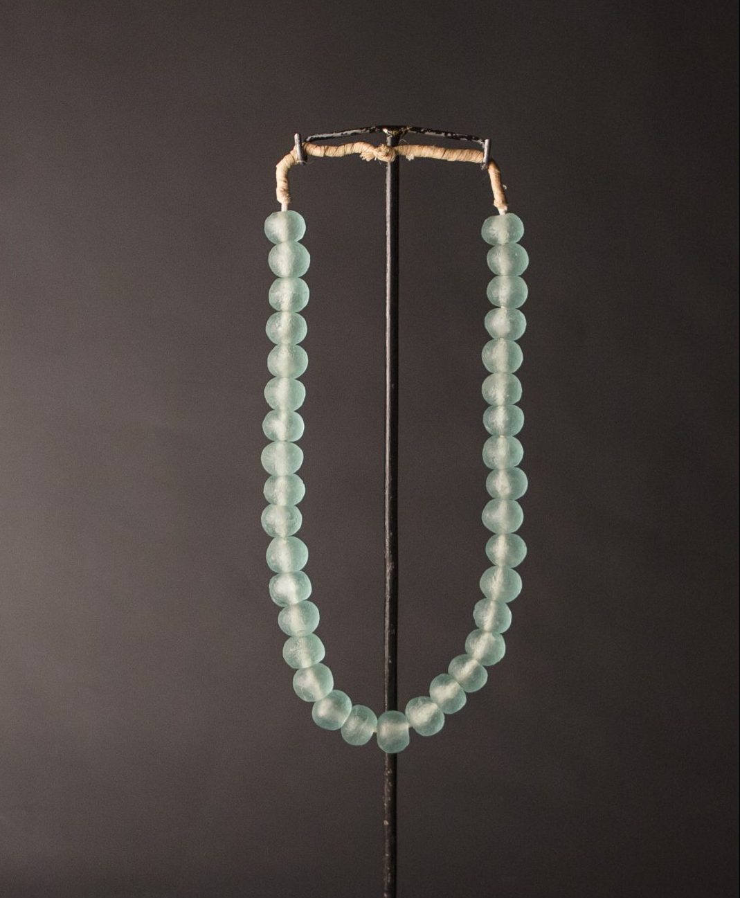 a Recycled Glass Bead Necklace large - aqua