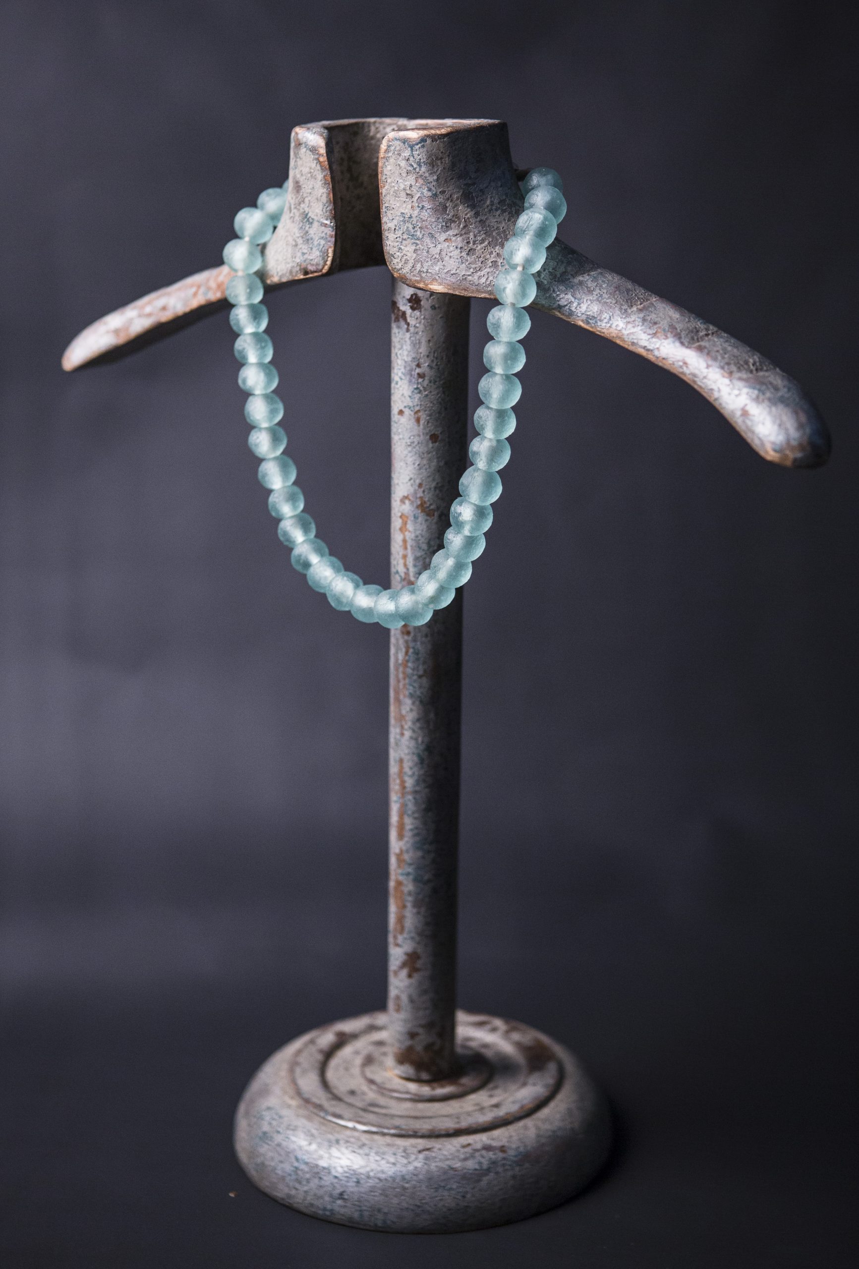 a Recycled Glass Bead Necklace large - aqua - Image 2