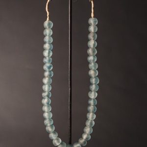 a Recycled Glass Bead Necklace large - blue swirl