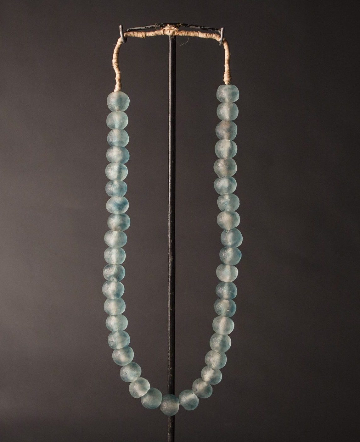 a Recycled Glass Bead Necklace large - blue swirl