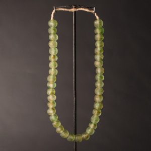 a Recycled Glass Bead Necklace large - brown/green swirl