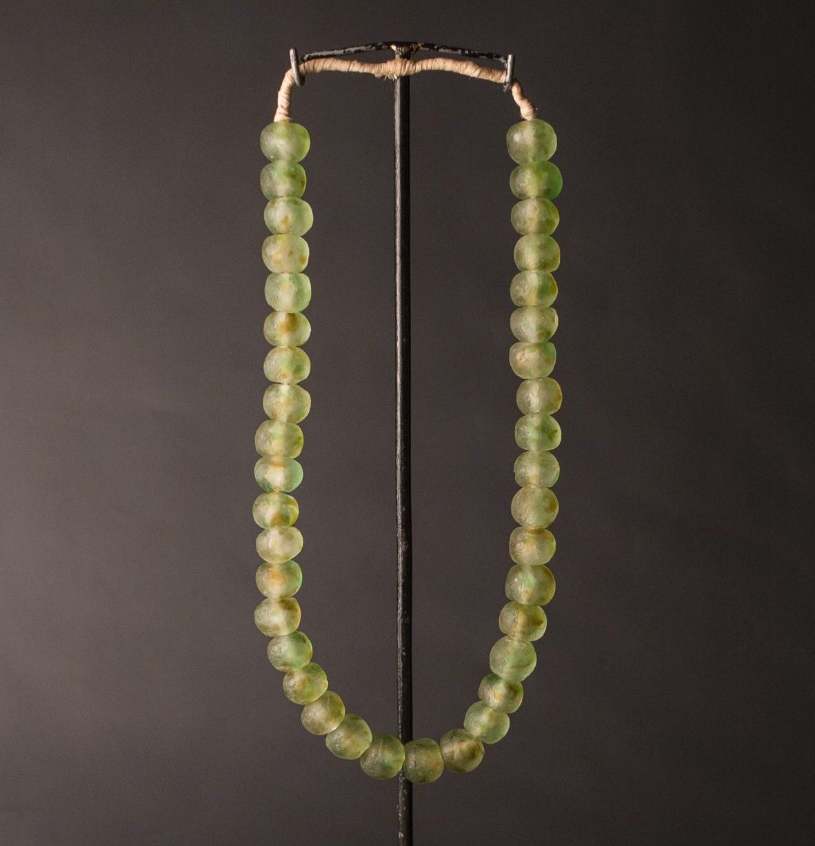 a Recycled Glass Bead Necklace large - brown/green swirl