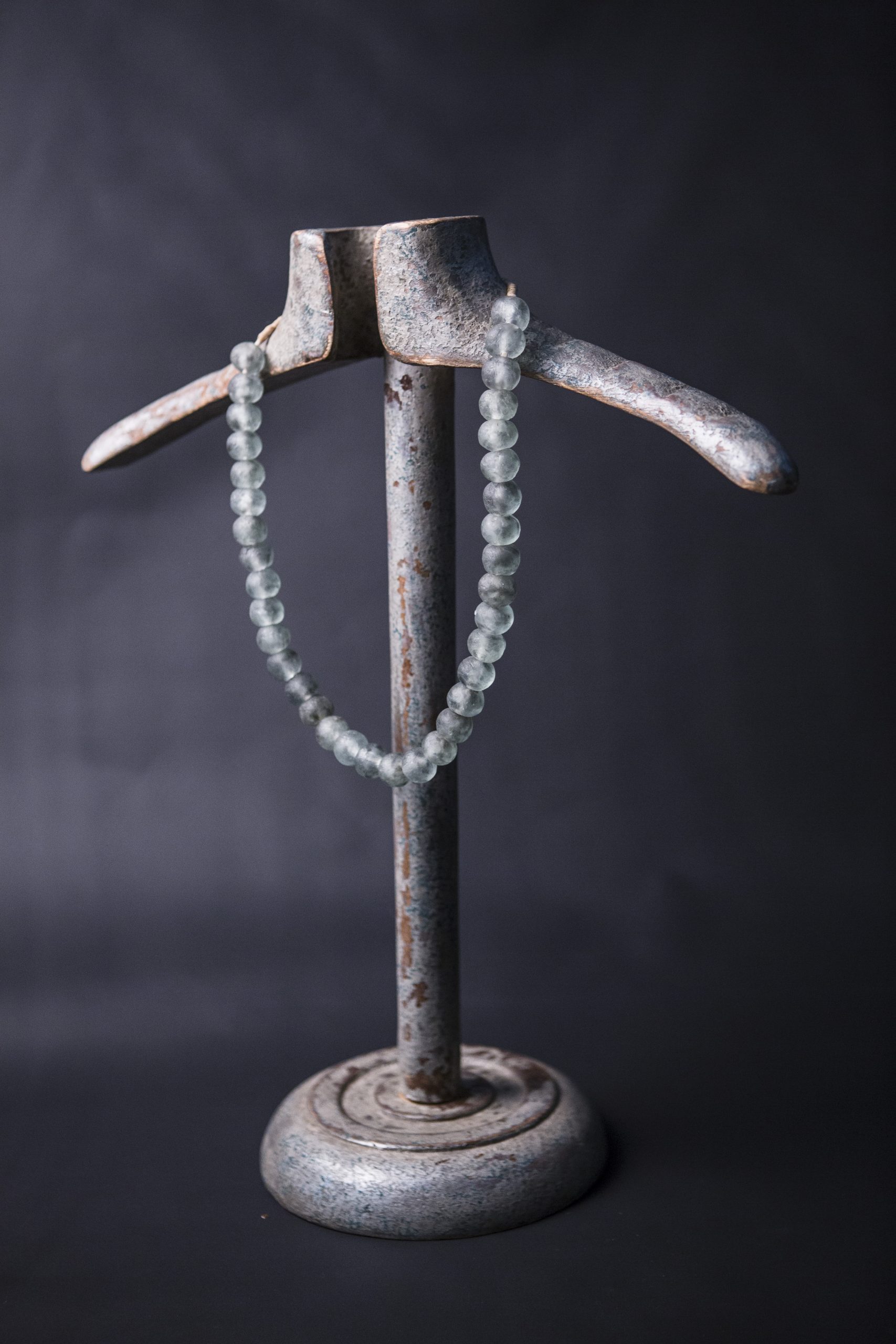 a Recycled Glass Bead Necklace large - grey swirl - Image 2