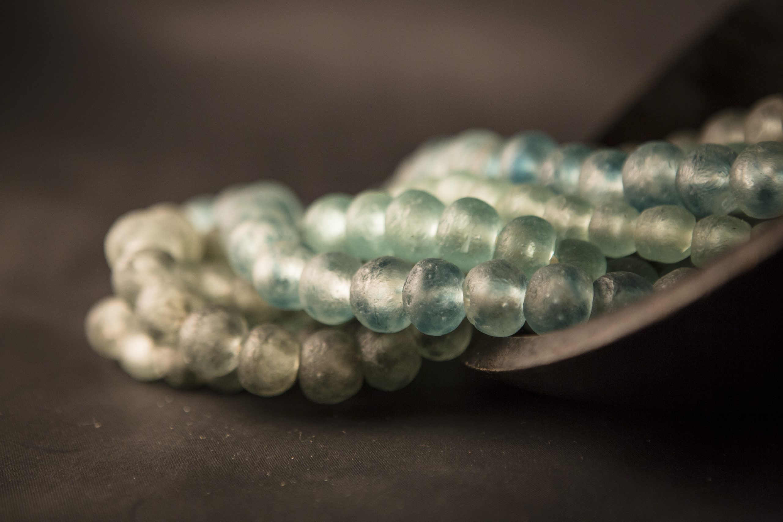 a Recycled Glass Bead Necklace large - blue swirl - Image 2