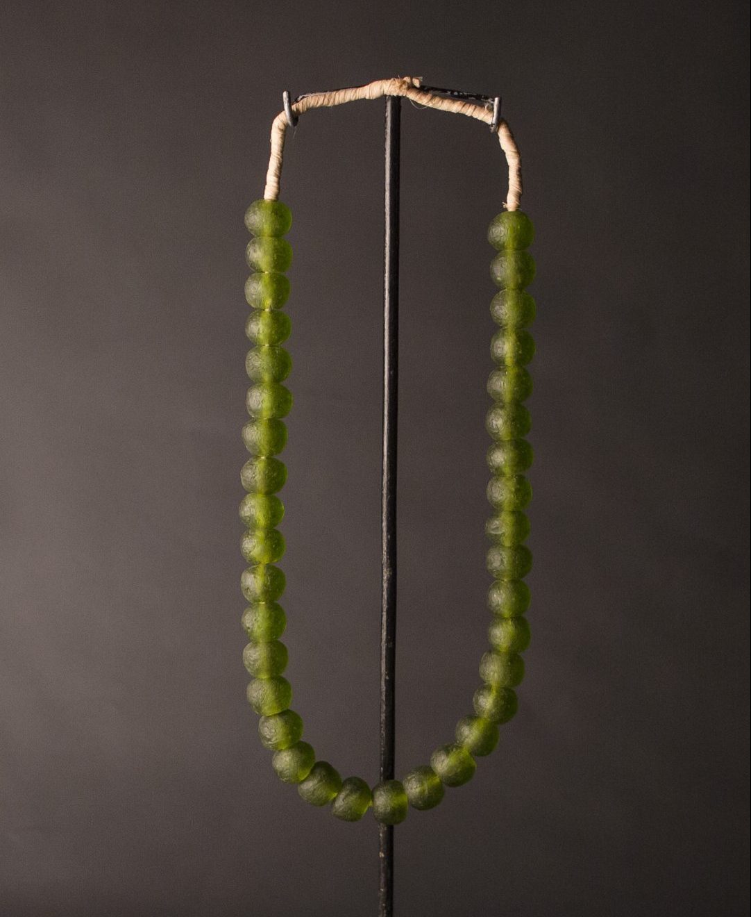 a Recycled Glass Bead Necklace large - olive green