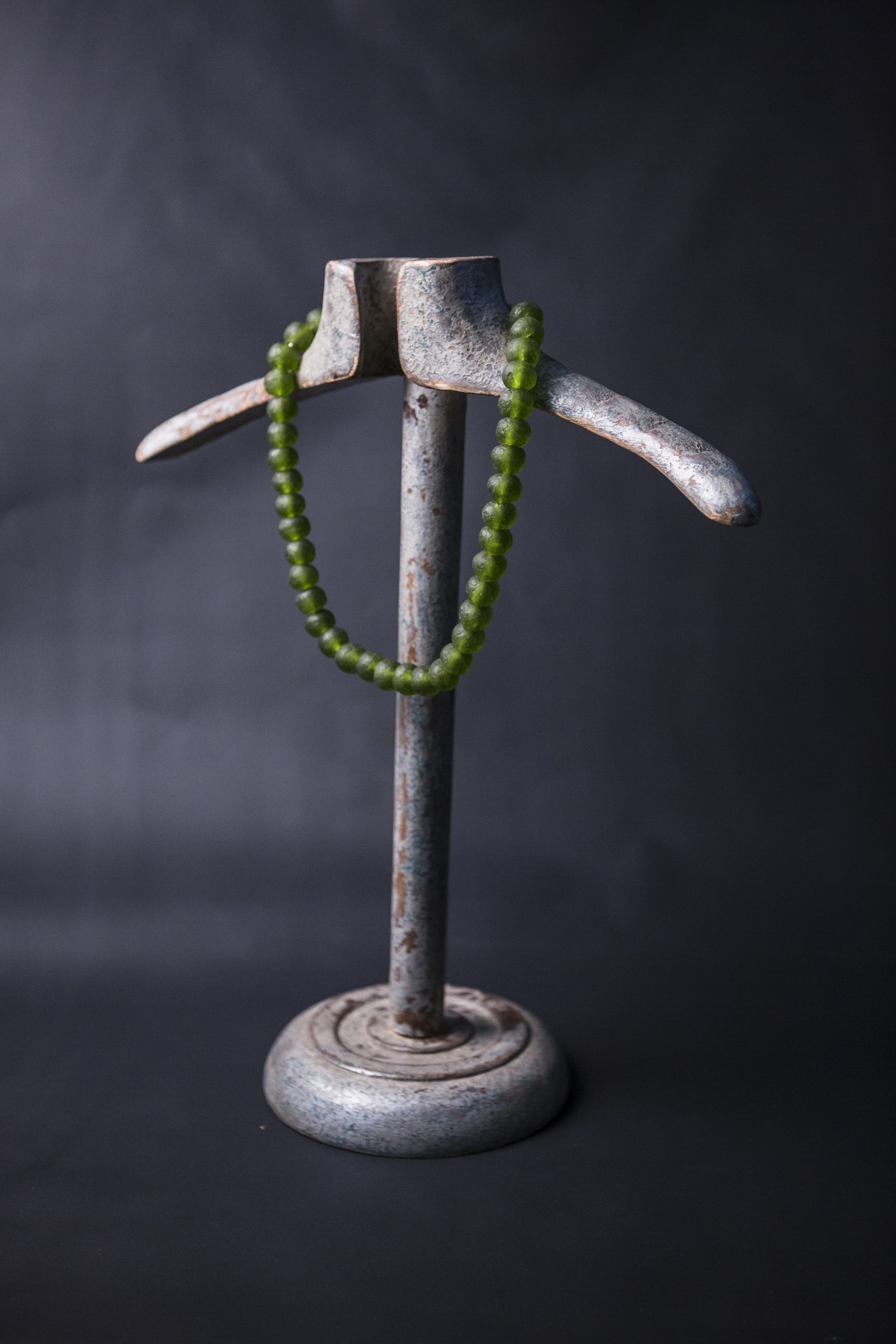 a Recycled Glass Bead Necklace large - olive green - Image 2