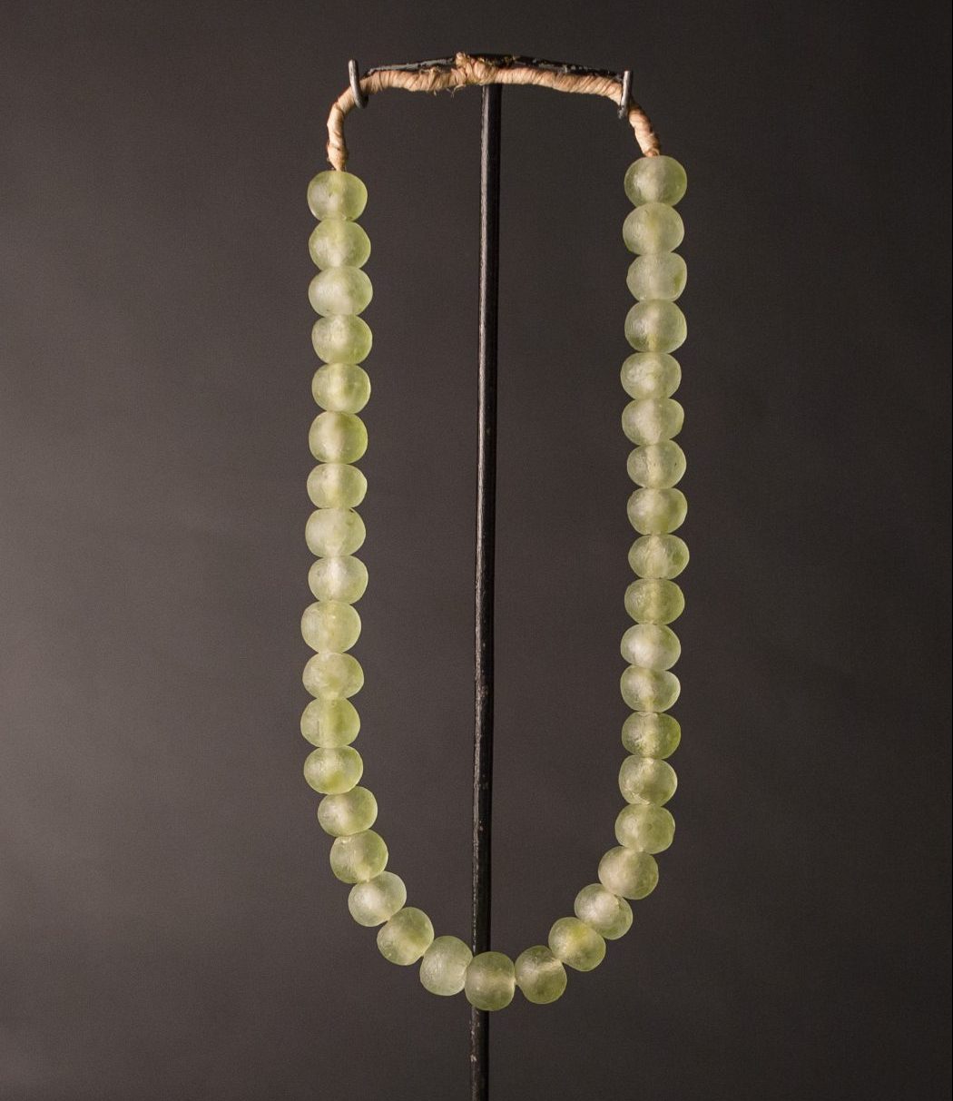 a Recycled Glass Bead Necklace large - olive swirl
