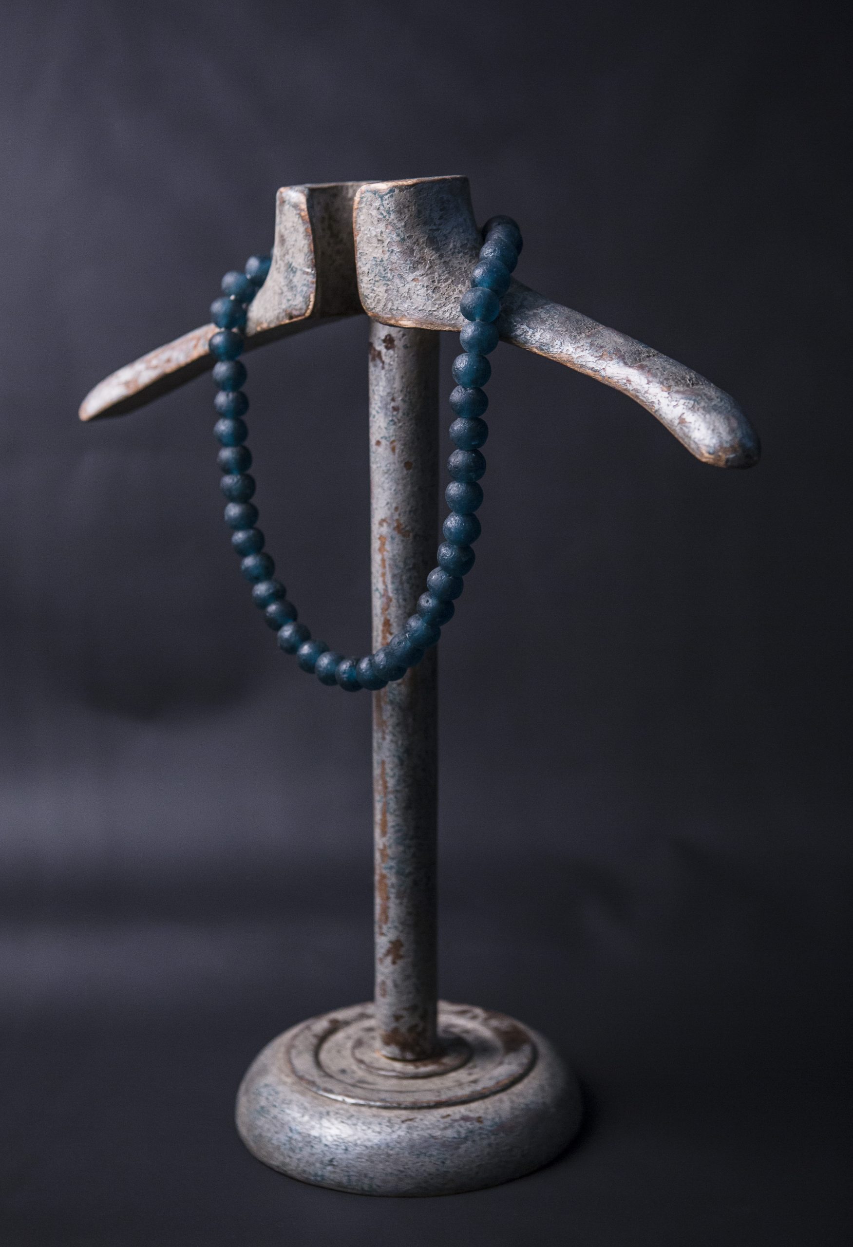 a Recycled Glass Bead Necklace large - teal - Image 3