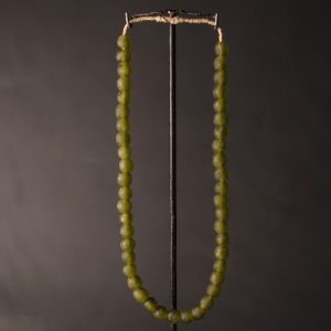 a Recycled Glass Bead Necklace - olive green