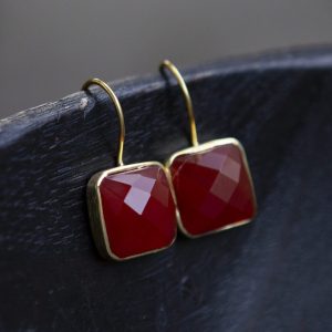 Carnelian and Gold Vermeil Drop Earrings