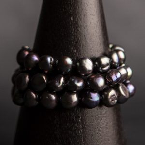 Triple strand peacock baroque pearl bracelet