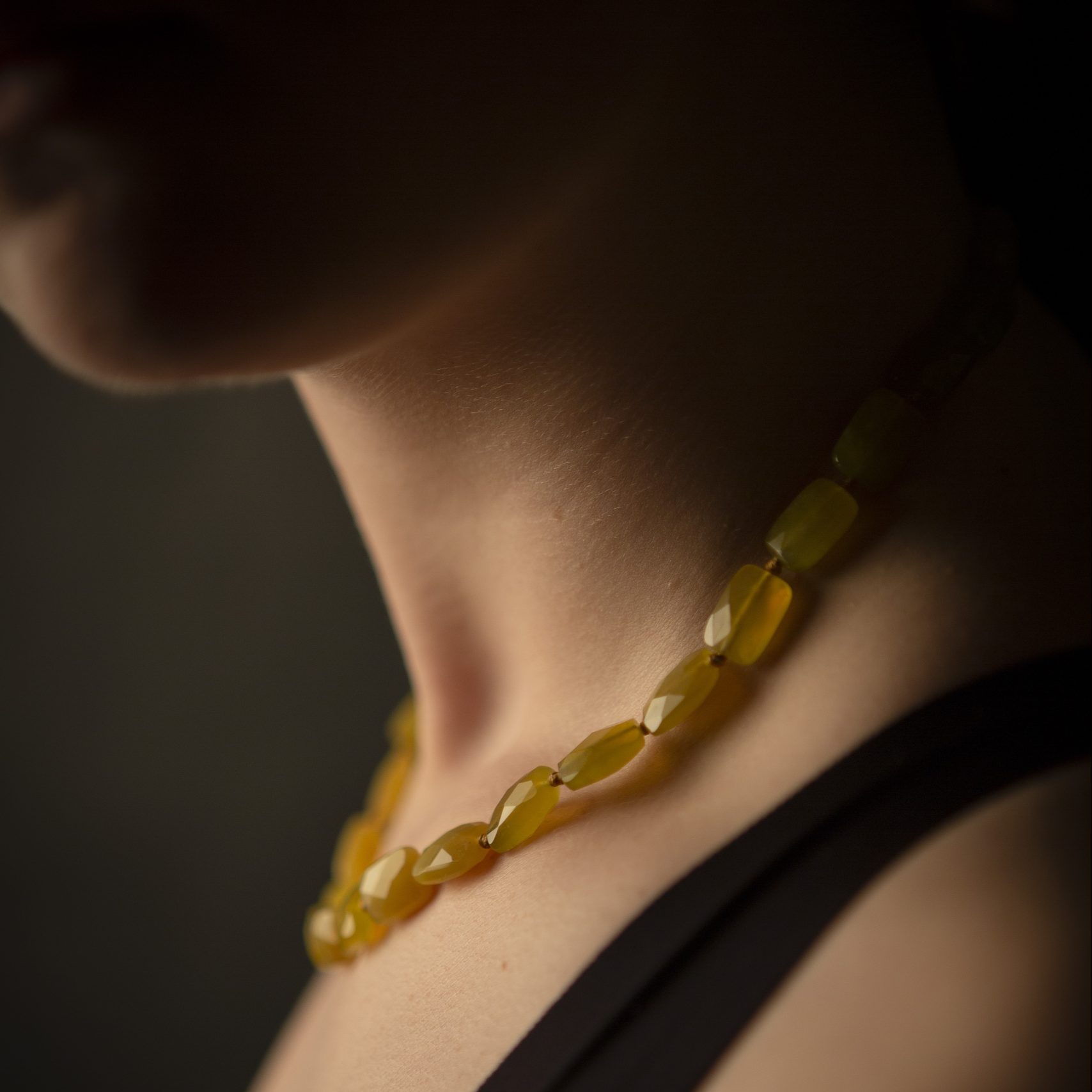 Olive Jade faceted necklace