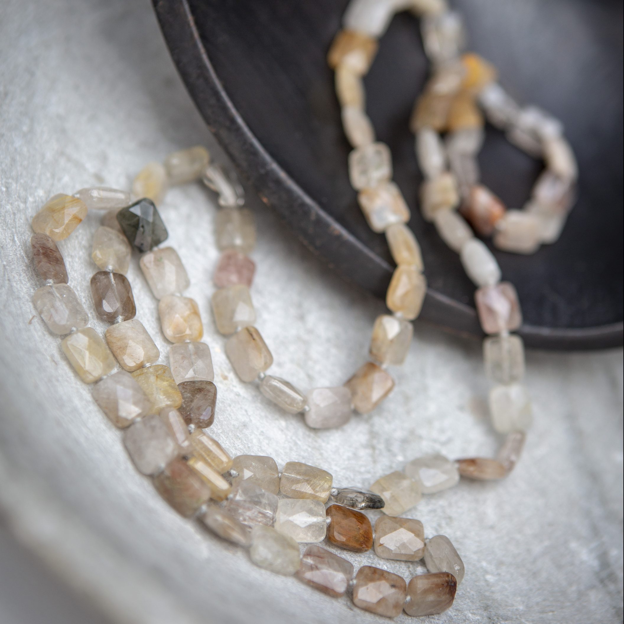 rutilated quartz faceted Flapper, rectangle