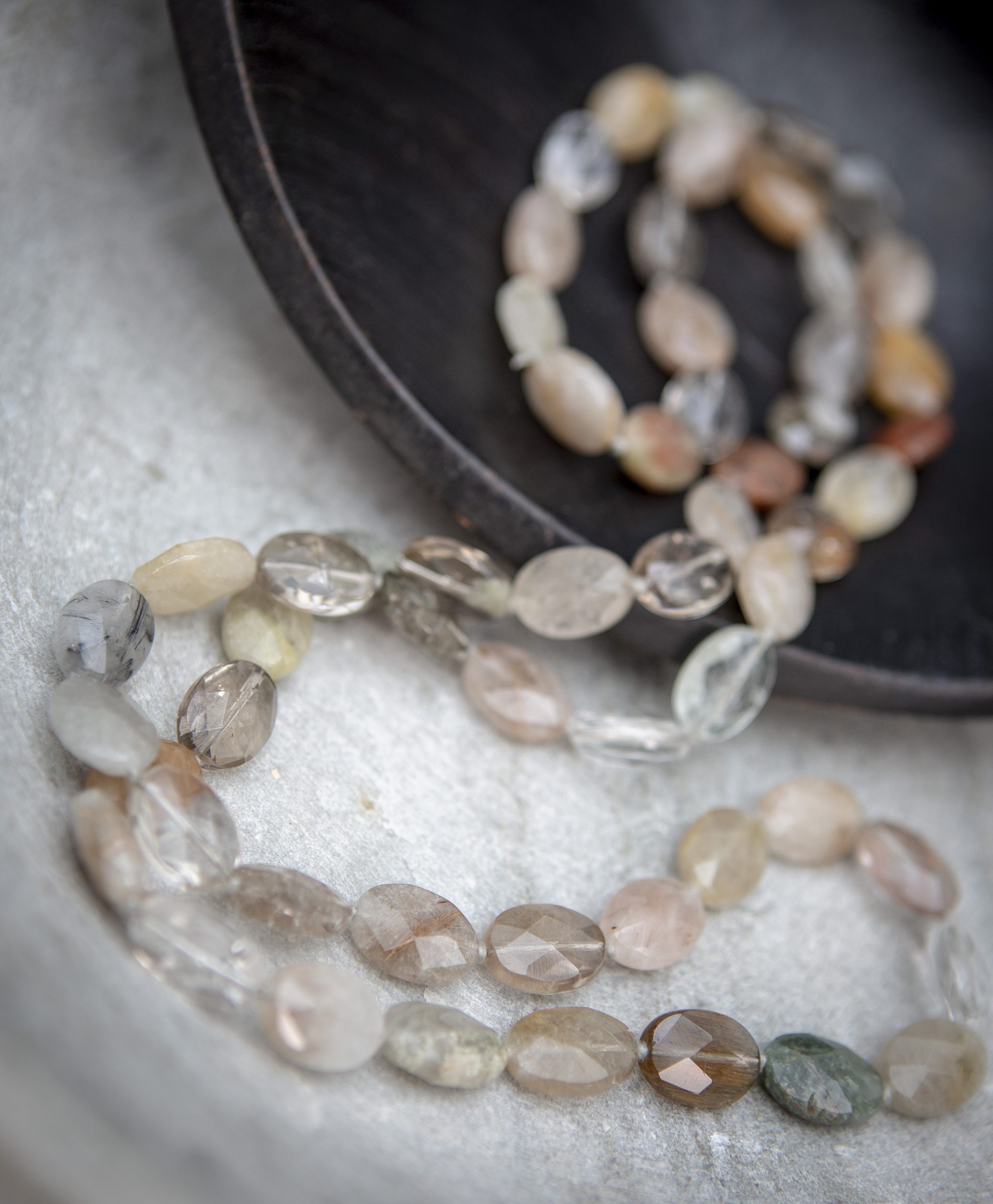 rutilated quartz faceted Flapper, rectangle