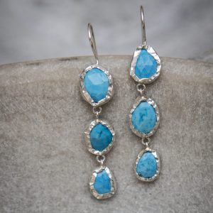 Turquoise howlite triple drop earrings