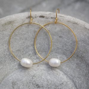 pearl and gold vermeil Hoop Earrings