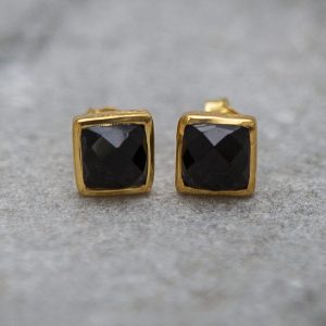 black onyx stud and Gold Vermeil Earrings