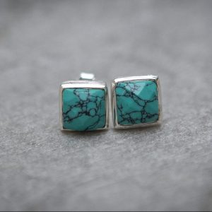 turquoise howlite stud and sterling silver Earrings