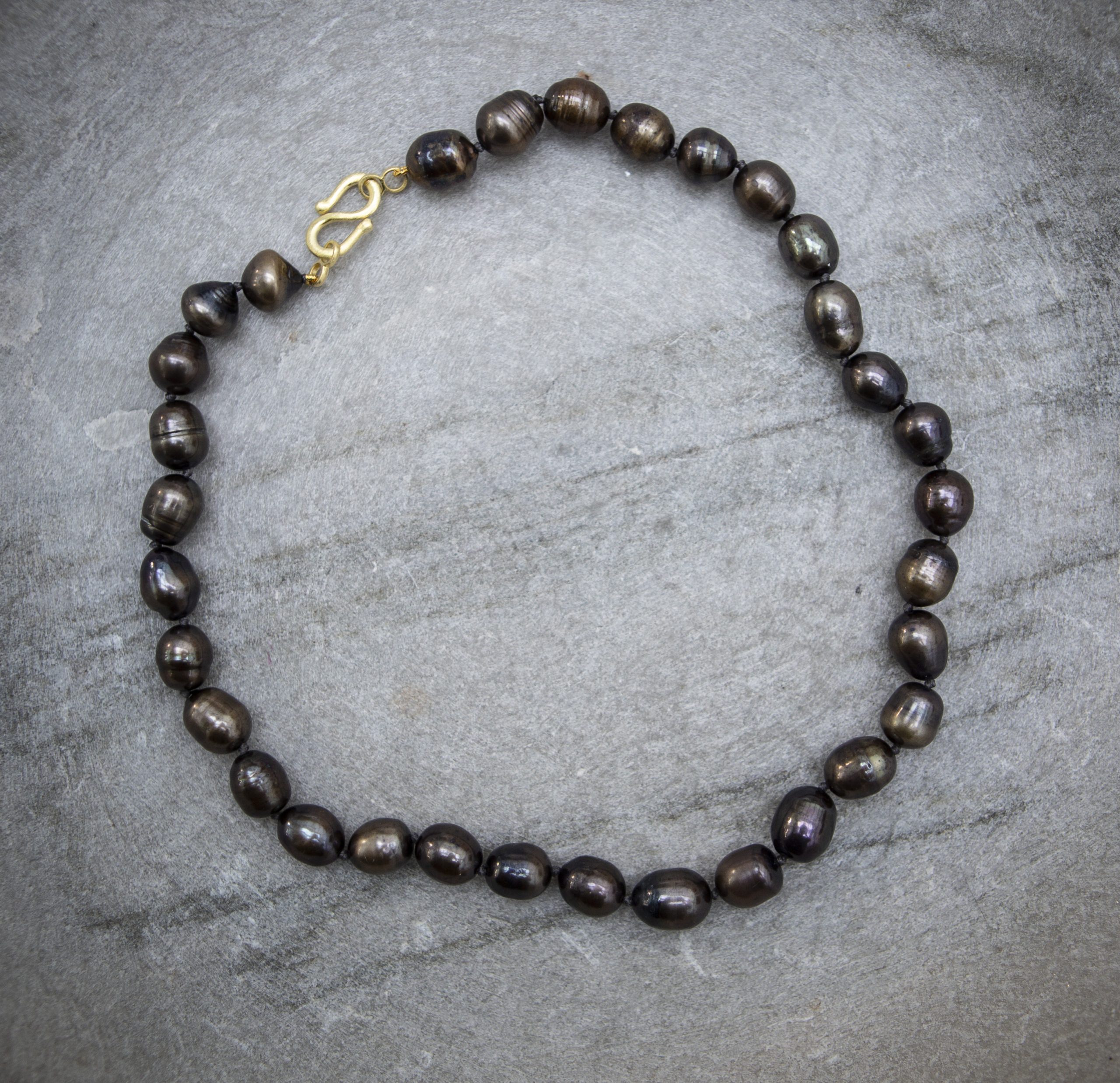 peacock golden Pearl Necklace, gold vermeil - Image 2