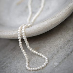 pearl necklace, tiny 3mm white