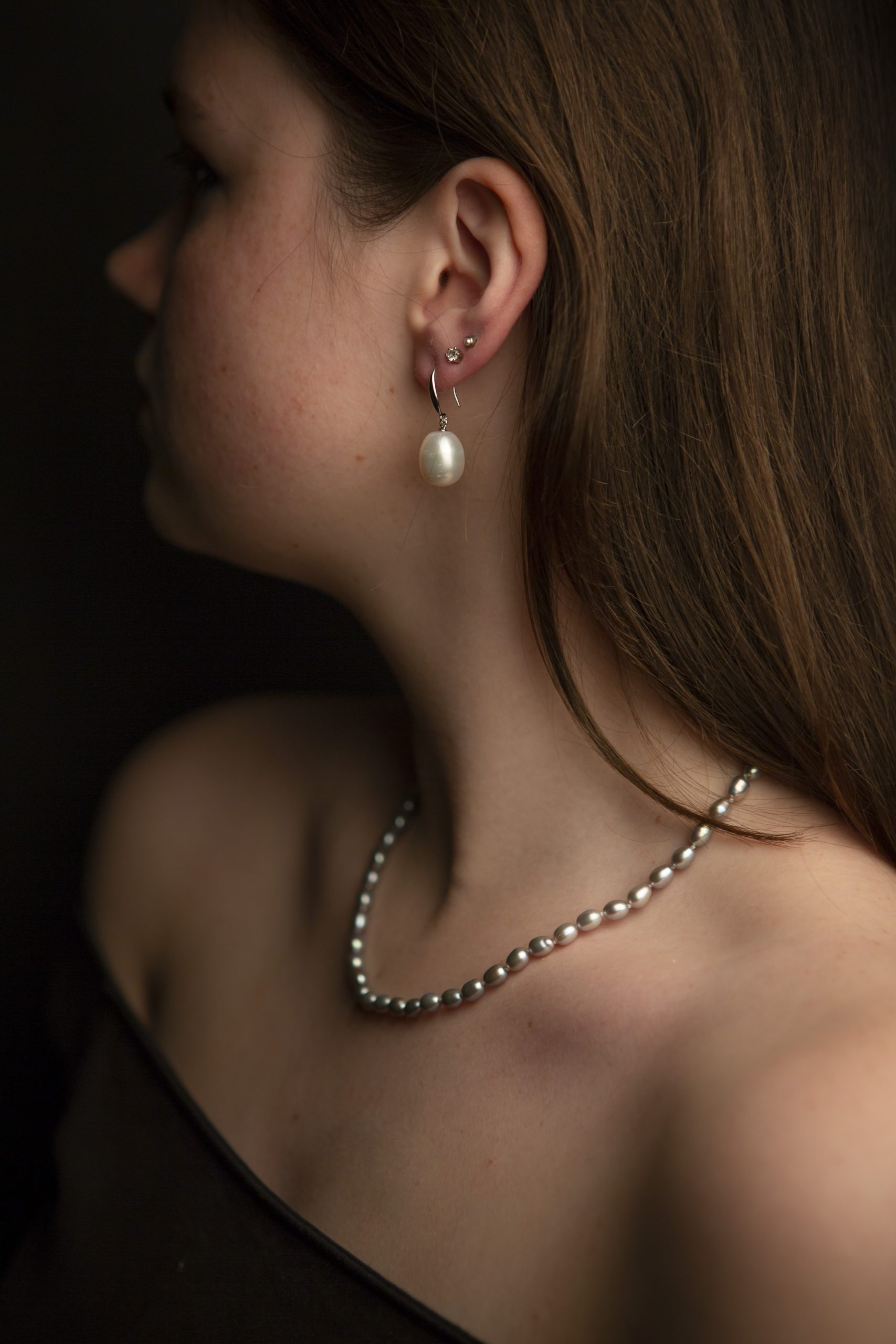 pearl necklace, small 5mm grey - Image 4