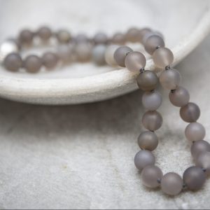 grey agate ball necklace
