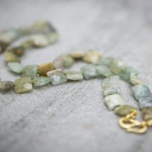 aquamarine faceted square necklace
