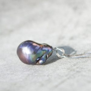 giant baroque peacock pearl pendant necklace