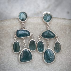 kyanite and diamond Chandelier Earrings